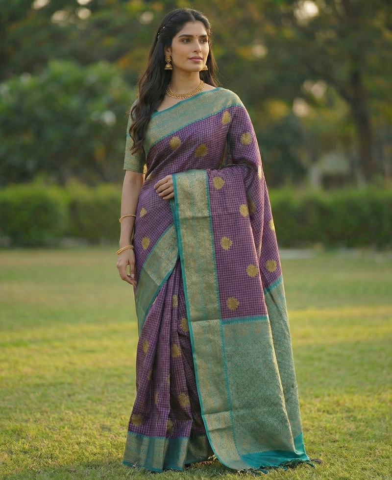 Wine Jacquard Saree