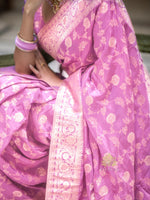 Blush Pink Jacquard Saree