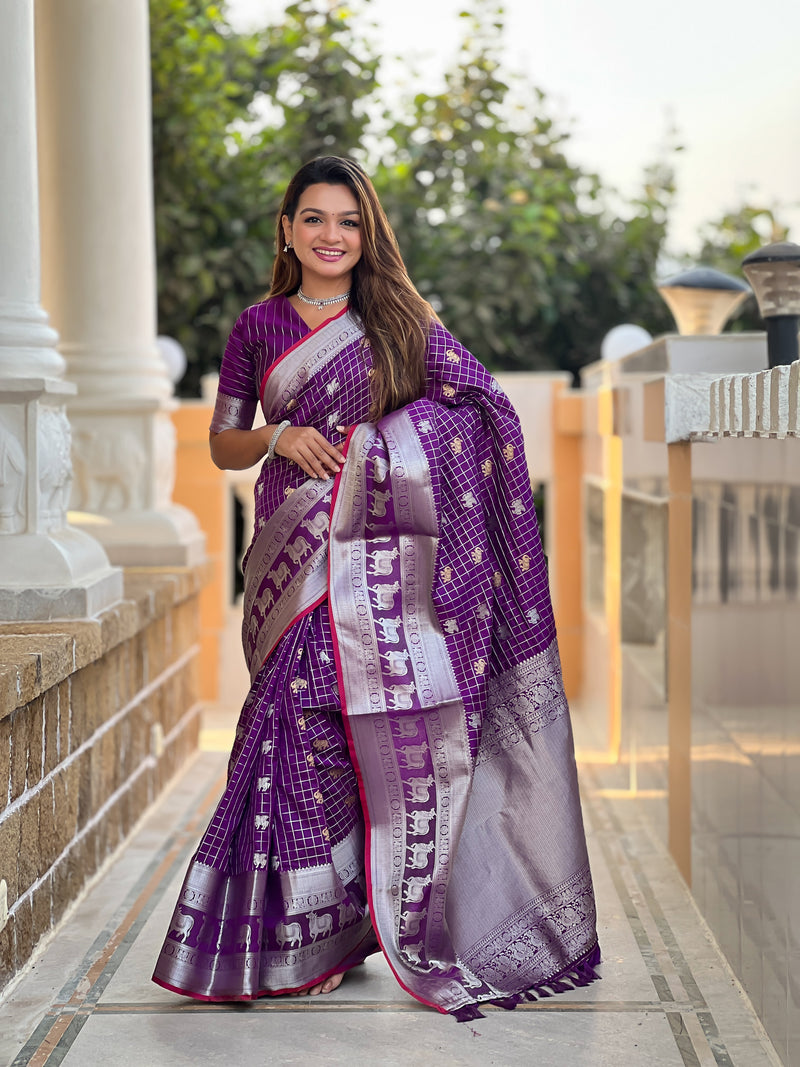 Premium Purple Jacquard Saree