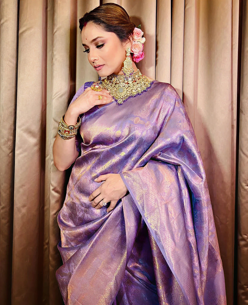 Luxurious Purple Jacquard Saree 