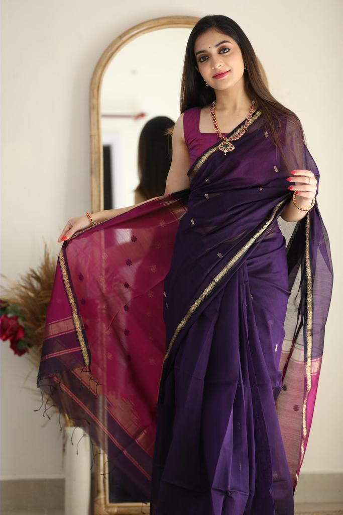 Wine Pink Jacquard Saree