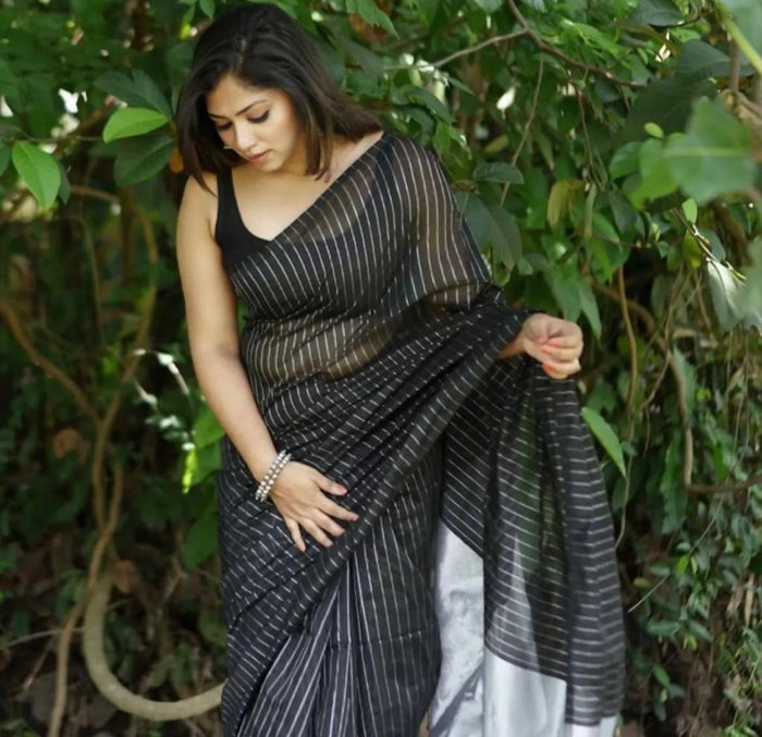 Classic Black Jacquard Saree for Timeless Festive & Party Wear