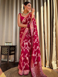 Royal Maroon Jacquard Saree – Classic Woven Elegance for Weddings & Festive Events