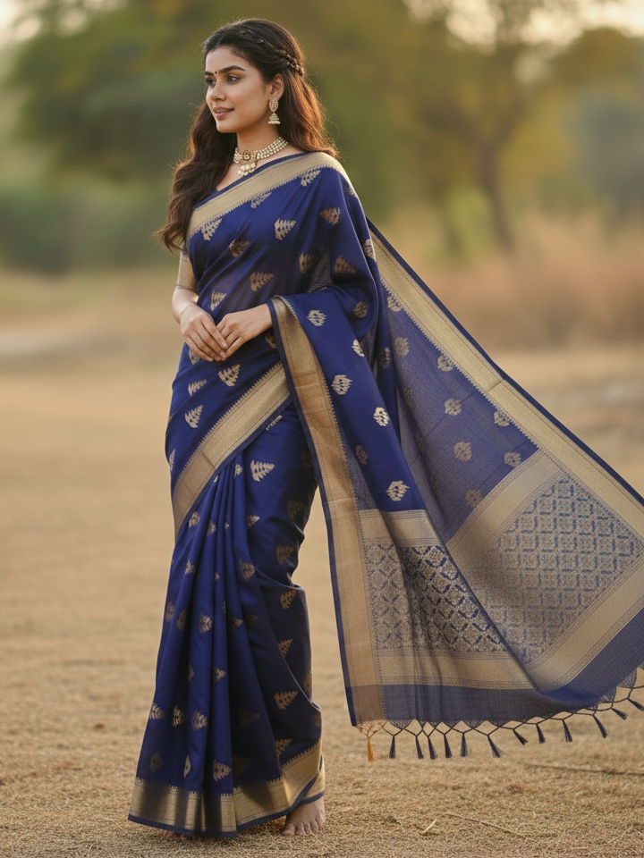 Blue Jacquard Saree