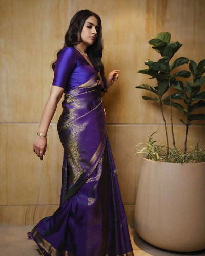 Royal Dark Purple Jacquard Saree