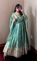 Pistachio Mist Elegant Fandy Silk Anarkali Suit Set