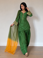 Green Embroidered Kurta Pant Set