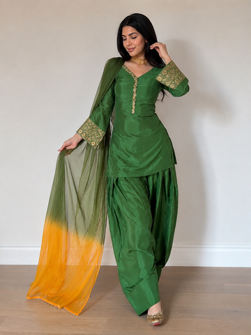 Green Embroidered Kurta Pant Set