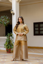 Golden Banarasi Embroidered Palazzo Set