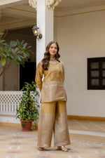 Golden Banarasi Embroidered Palazzo Set