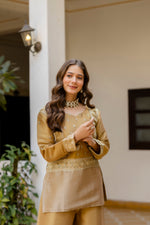 Golden Banarasi Embroidered Palazzo Set