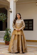 Golden Banarasi Viscose Embroidered Suit Set