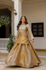 Golden Banarasi Viscose Embroidered Suit Set