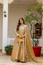 Golden Banarasi Viscose Embroidered Suit Set