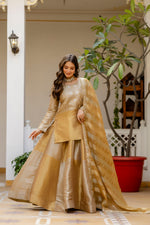 Golden Banarasi Viscose Embroidered Suit Set