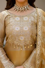 Golden Banarasi Viscose Embroidered Suit Set