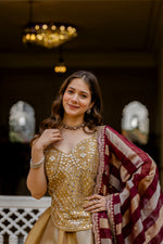 Champagne Banarasi Viscose Lehenga Set