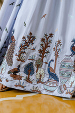 Sky Blue Chinon Embroidered Suit Set