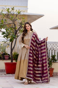 Wine Banarasi Viscose Anarkali Suit Set