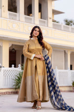 Navy Blue Banarasi Viscose Anarkali Suit Set