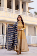 Navy Blue Banarasi Viscose Anarkali Suit Set