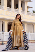 Navy Blue Banarasi Viscose Anarkali Suit Set