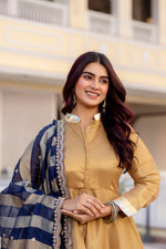 Navy Blue Banarasi Viscose Anarkali Suit Set