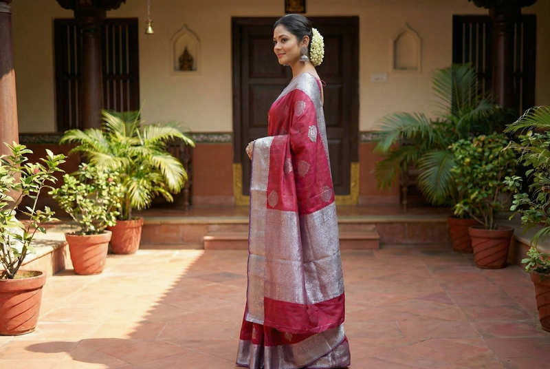 Red Jacquard Saree