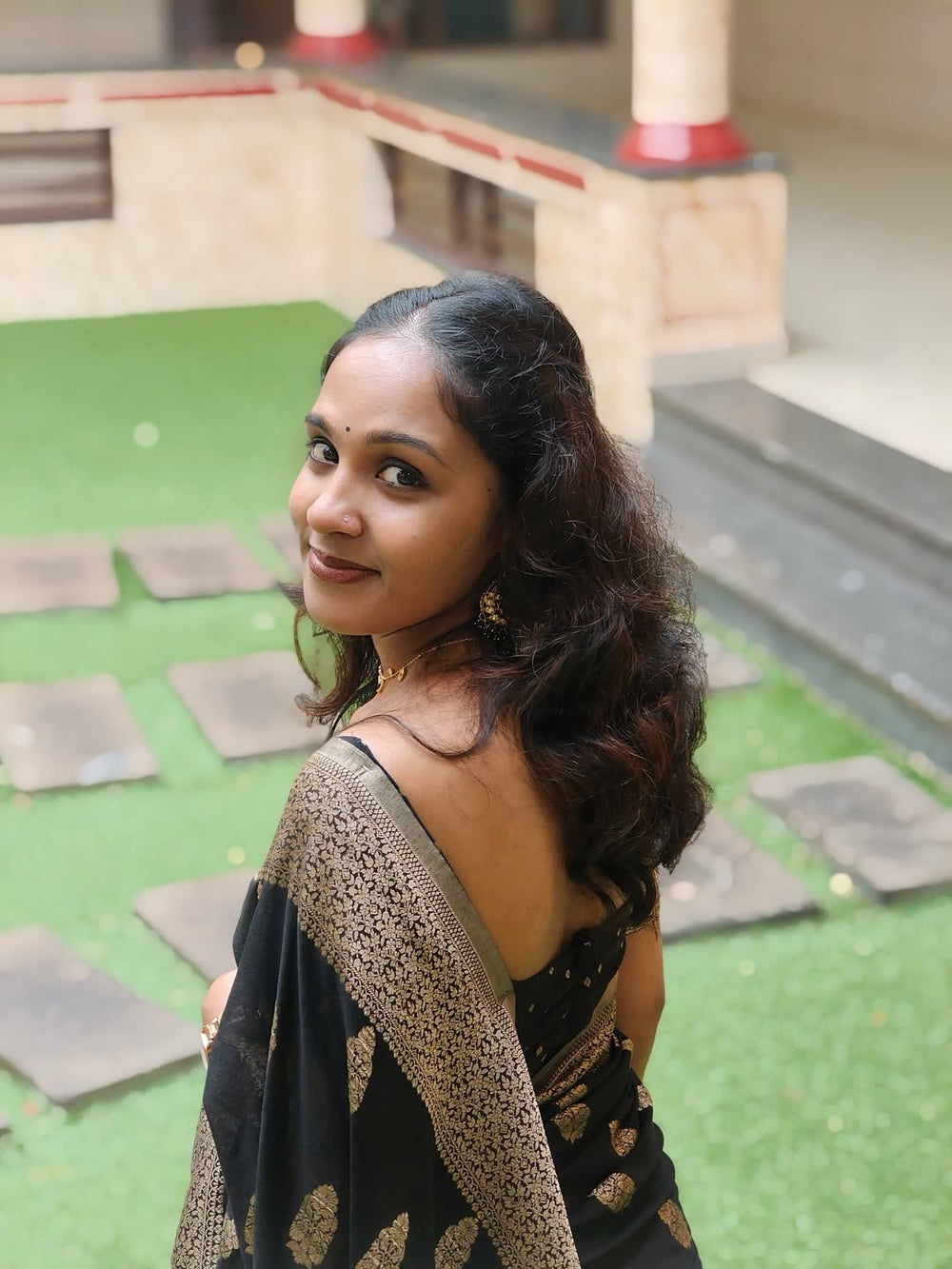 Midnight Black Jacquard Saree