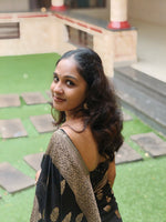 Midnight Black Jacquard Saree