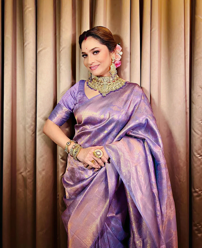 Luxurious Purple Jacquard Saree – Rich Woven Detailing & Festive Elegance