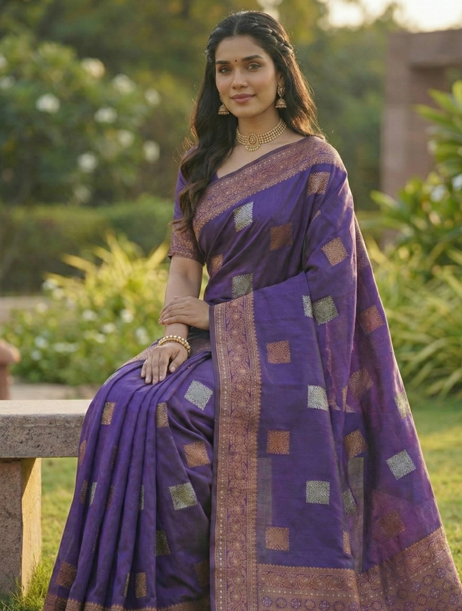 Purple Jacquard Saree