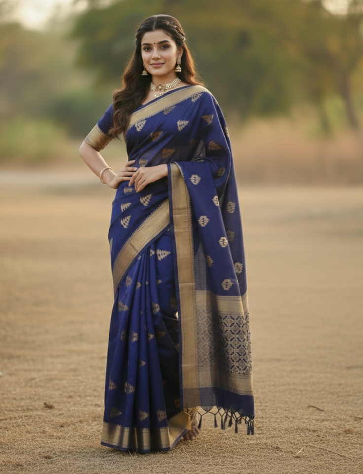 Blue Jacquard Saree