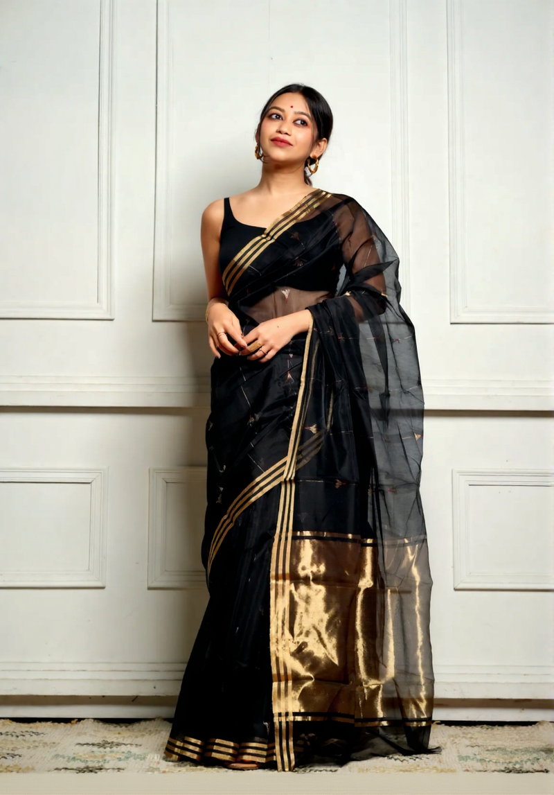 Elegant Black Jacquard Saree