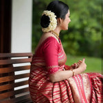 Luxurious Red Jacquard Saree