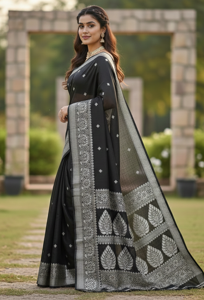 Black Jacquard Saree
