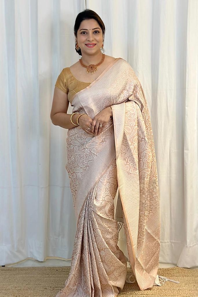 Elegant White Jacquard Saree