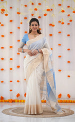 Sky Blue Jacquard Saree