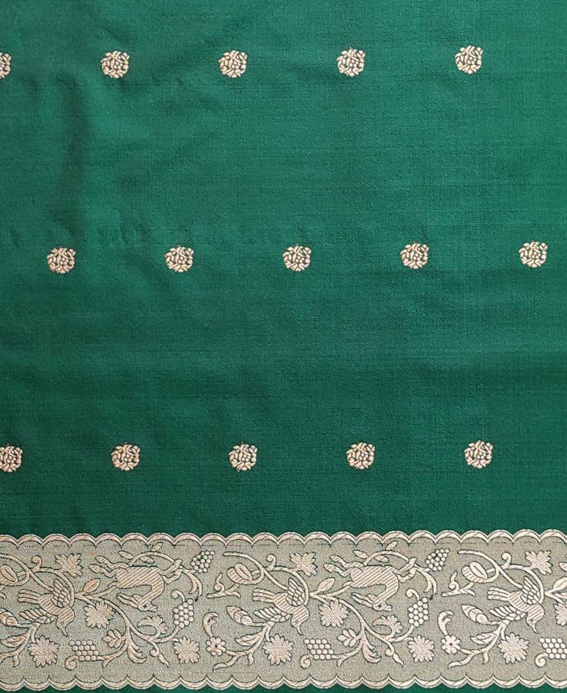 Bottle Green Jacquard Saree