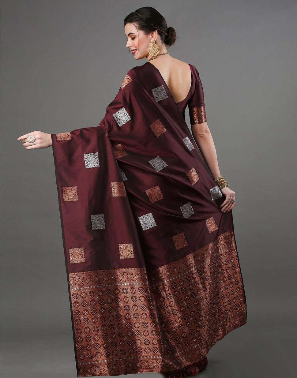 Wine Jacquard Saree
