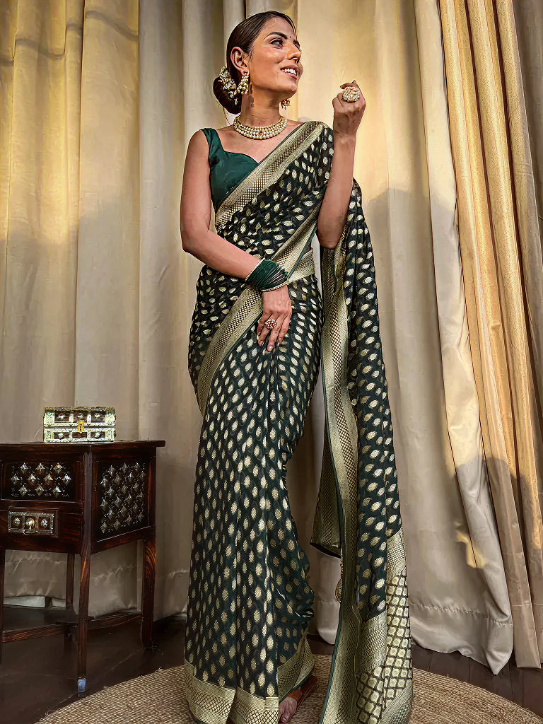 Mahendi Green Jacquard Saree