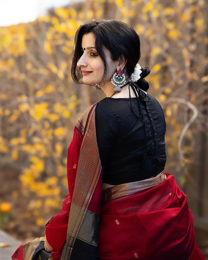 Red Jacquard Saree 
