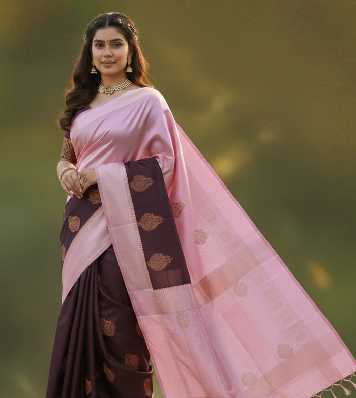 Elegant Pink Jacquard Saree – Timeless Style for Every Occasion