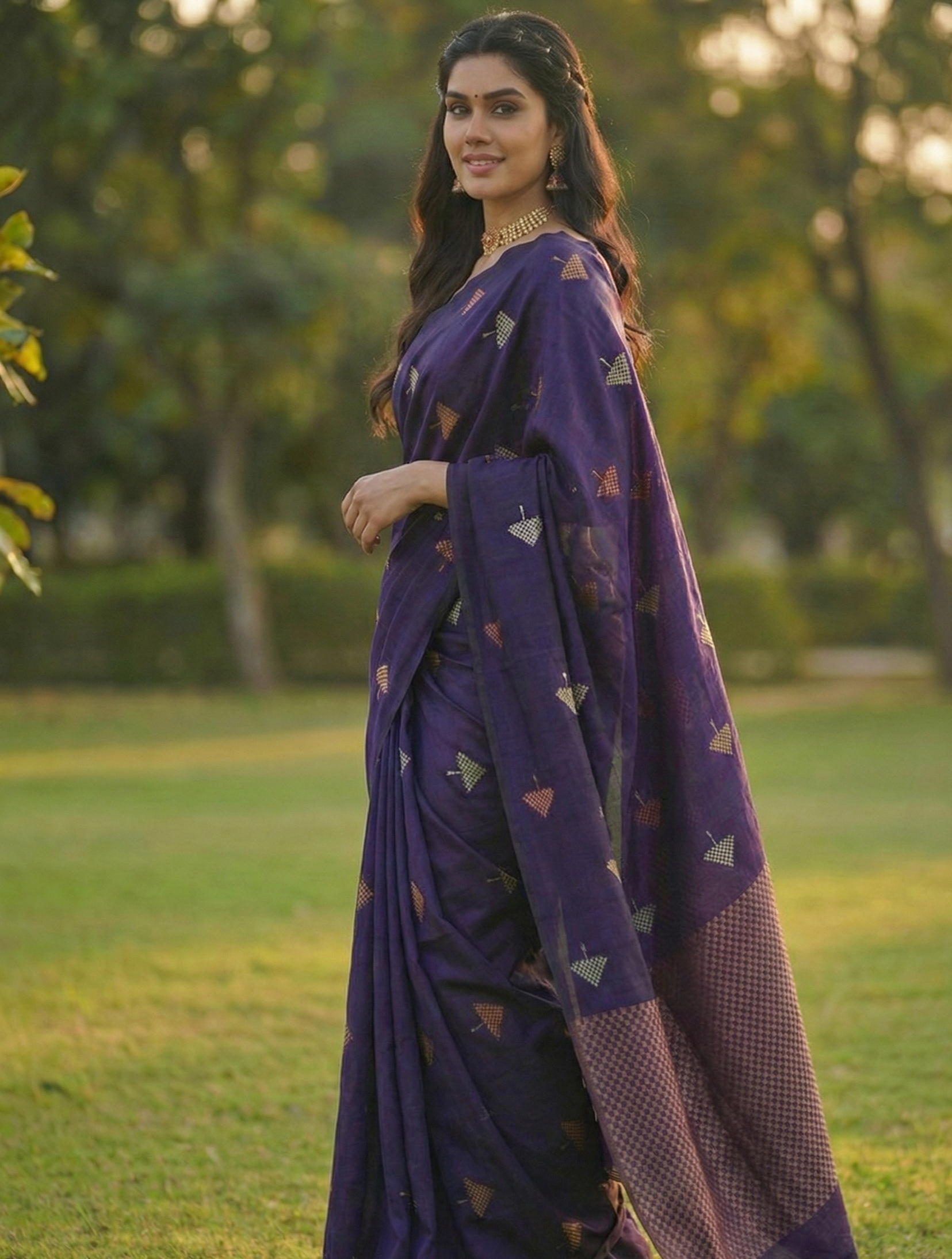 Purple Jacquard Saree