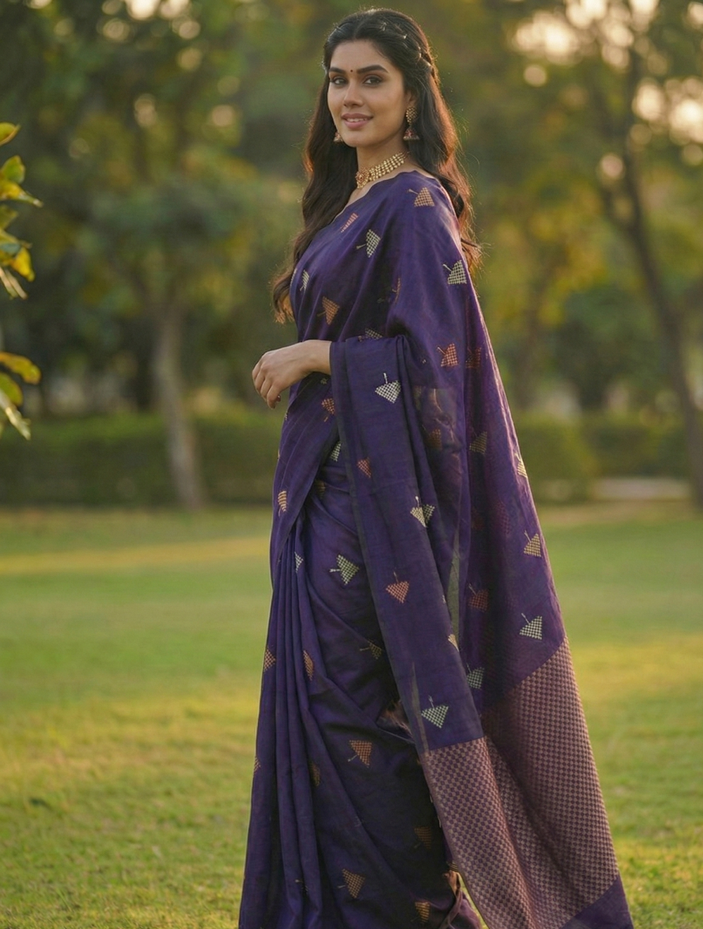 Purple Jacquard Saree