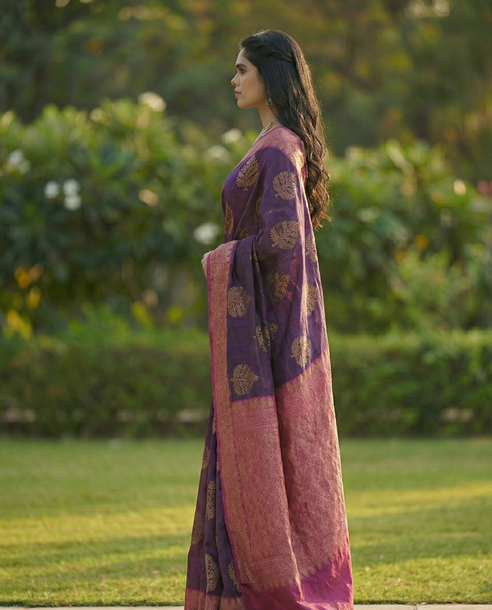 Dark Purple Jacquard Saree
