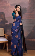 Elegant Dark Blue Jacquard Saree 