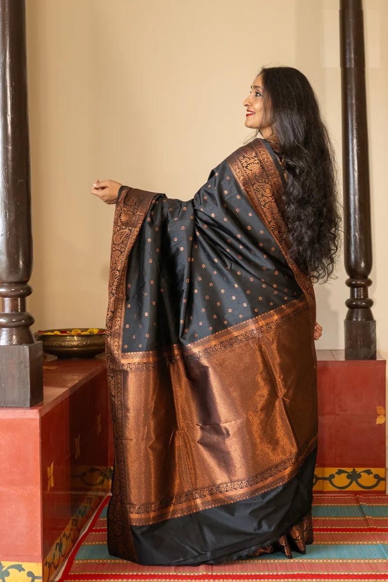Classic Black Jacquard Saree