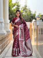 Elegant Maroon Jacquard Saree