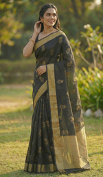 Luxury Black Jacquard Saree